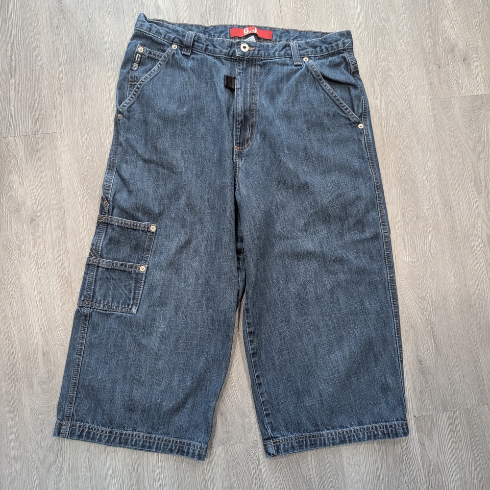 Vintage Guess GJ Blue Denim Jean Shorts Jorts Red Label 34x18 Y2K Streetwear